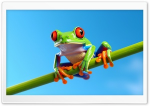 Red Eyed Tree Frog, Climbing, Blue Sky 4K UHD Wallpaper for Widescreen and UltraWide Desktop, UltraHD TV, Smartphone, Tablet