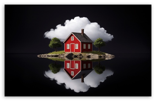 Red House Island Reflection UltraHD Wallpaper for UHD 16:9 ; HD 16:9 ; UltraWide 21:9 24:10 32:9 32:10 ; Widescreen 16:10 ; Tablet 1:1 ; Mobile 9:16 9:19.5 9:20 ; Dual 16:10 16:9 ;