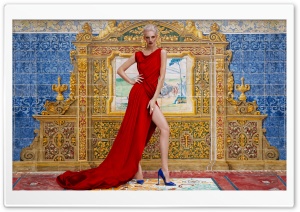 Red Long Elegant Prom Dress Ultra HD Wallpaper for 4K UHD Widescreen desktop, tablet & smartphone