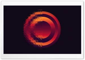 Red Pixelated Circle Red Orange Glitch Art 4K UHD Wallpaper for Widescreen and UltraWide Desktop, UltraHD TV, Smartphone, Tablet