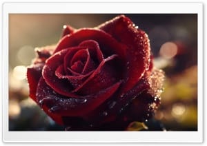 Red Rose with Water Droplets Macro Flower 4K UHD Wallpaper for Widescreen and UltraWide Desktop, UltraHD TV, Smartphone, Tablet