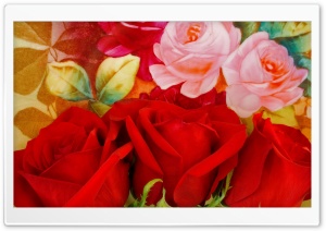 Red Roses On A Painted Plate Ultra HD Wallpaper for 4K UHD Widescreen desktop, tablet & smartphone