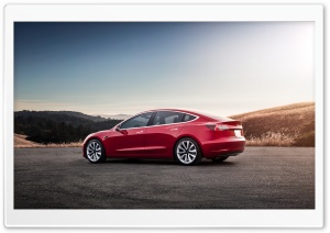 Red Tesla Model 3 Electric Car - Rear Ultra HD Wallpaper for 4K UHD Widescreen desktop, tablet & smartphone