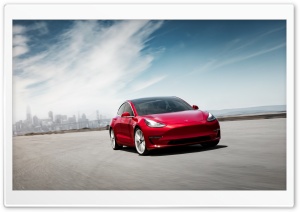 Red Tesla Model 3 Electric Car Performance Motion Ultra HD Wallpaper for 4K UHD Widescreen desktop, tablet & smartphone