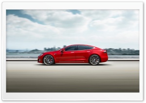 Red Tesla Model S Electric Car Speed Ultra HD Wallpaper for 4K UHD Widescreen desktop, tablet & smartphone