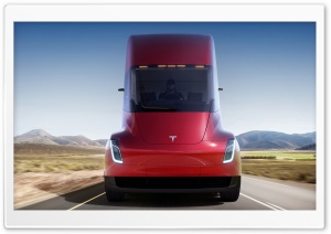 Red Tesla Semi Electric Truck, Road Ultra HD Wallpaper for 4K UHD Widescreen desktop, tablet & smartphone