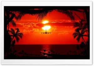 Red Tropical Sunset Ultra HD Wallpaper for 4K UHD Widescreen desktop, tablet & smartphone