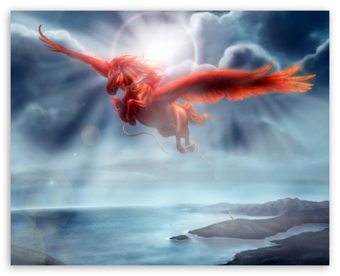 Red Wings Fantasy Animals UltraHD Wallpaper for Fullscreen 5:4 ;