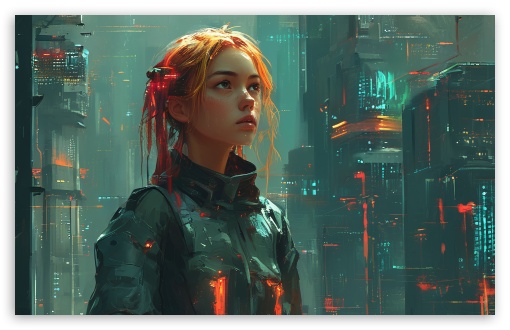 Redhead Girl, City Skyscrapers, Digital Sci fi Painting UltraHD Wallpaper for UHD 16:9 ; HD 16:9 ; UltraWide 21:9 24:10 32:9 32:10 ; Widescreen 16:10 5:3 ; Fullscreen 4:3 5:4 3:2 ; Tablet 1:1 ; Mobile 9:16 9:19.5 9:20 10:16 2:3 3:5 3:4 ; Dual 16:10 5:3 16:9 4:3 5:4 3:2 ;