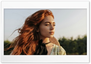 Redhead Girl Portrait in the Wind 4K UHD Wallpaper for Widescreen and UltraWide Desktop, UltraHD TV, Smartphone, Tablet