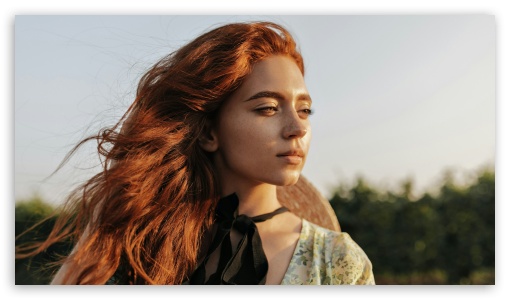 Redhead Girl Portrait in the Wind UltraHD Wallpaper for UHD 16:9 ; HD 16:9 ;