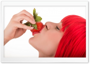 Redhead Girl Strawberry Eating Ultra HD Wallpaper for 4K UHD Widescreen desktop, tablet & smartphone