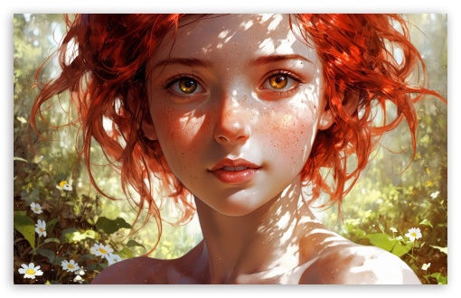 Redhead Girl with Freckles Artwork UltraHD Wallpaper for UHD 16:9 ; HD 16:9 ; UltraWide 21:9 24:10 32:9 32:10 ; Widescreen 16:10 5:3 ; Fullscreen 4:3 5:4 3:2 ; Tablet 1:1 ; Mobile 9:16 9:19.5 9:20 9:21 10:16 2:3 3:5 3:4 ; Dual 16:10 5:3 16:9 4:3 5:4 3:2 ;