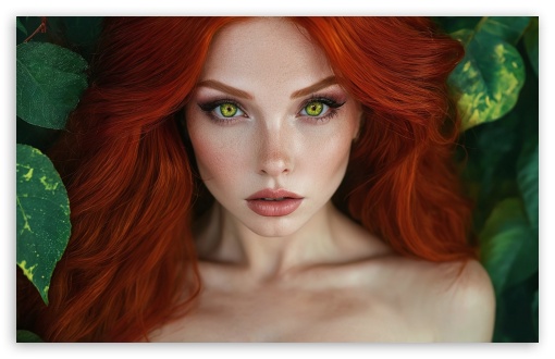 Redhead Woman With Green Eyes Portrait UltraHD Wallpaper for HD 16:9 ; UltraWide 21:9 ; Widescreen 16:10 5:3 ; Fullscreen 4:3 5:4 3:2 ; Tablet 1:1 ; Mobile 3:4 ;