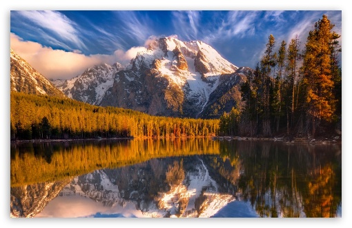 Reflection Of Snow Mountains In The Lake UltraHD Wallpaper for HD 16:9 ; Widescreen 16:10 5:3 ; Fullscreen 4:3 5:4 3:2 ; Tablet 1:1 ; Mobile 3:5 3:4 ;