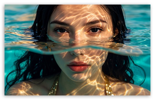 Refreshing Summer Water Girl Portrait UltraHD Wallpaper for UHD 16:9 ; HD 16:9 ; UltraWide 21:9 24:10 32:10 ; Widescreen 16:10 ; Tablet 1:1 ; Mobile 9:16 ; Dual 16:10 ;