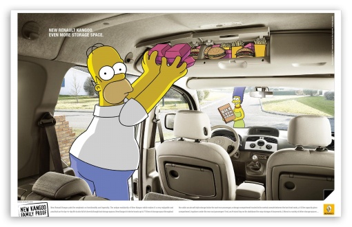 Renault Kangoo Simpsons Advertising UltraHD Wallpaper for Wide 16:10 5:3 Widescreen WHXGA WQXGA WUXGA WXGA WGA ; Mobile 5:3 - WGA ;