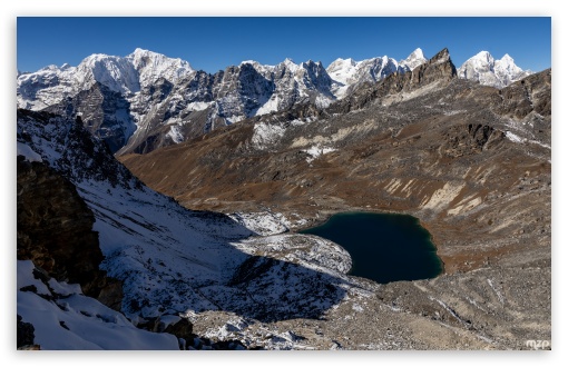 Renjo La Pass, Himalayas, Mountains, Lake, Landscape, Nature UltraHD Wallpaper for UHD 16:9 ; HD 16:9 ; Widescreen 16:10 5:3 ; Fullscreen 4:3 5:4 3:2 ; Tablet 1:1 ;