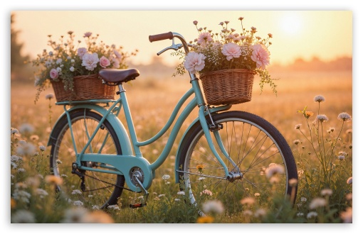 Retro Bicycle in a Field of Flowers Ultra HD Wallpaper for 4K UHD TV ...