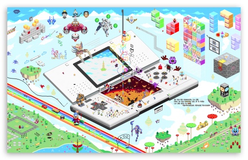 Retro Pixel Art Inspired by Classic Arcade Games UltraHD Wallpaper for UHD 16:9 ; HD 16:9 ; Widescreen 16:10 5:3 ; Fullscreen 4:3 5:4 3:2 ;