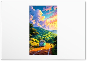 Retro Volkswagen Bus, Travel 4K UHD Wallpaper for Widescreen and UltraWide Desktop, UltraHD TV, Smartphone, Tablet