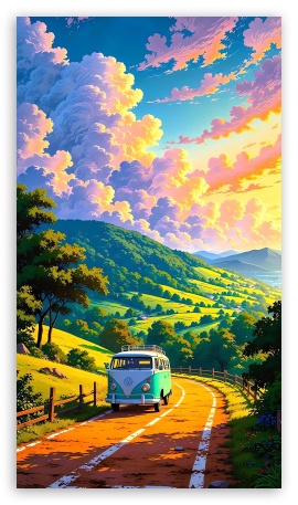 Retro Volkswagen Bus, Travel UltraHD Wallpaper for Mobile 9:16 ;