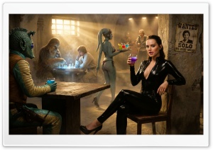 Rey in Cantina 4K UHD Wallpaper for Widescreen and UltraWide Desktop, UltraHD TV, Smartphone, Tablet