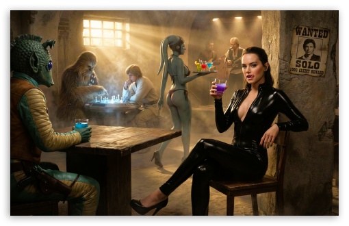 Rey in Cantina UltraHD Wallpaper for HD 16:9 ; UltraWide 21:9 ; Widescreen 16:10 5:3 ; Fullscreen 4:3 5:4 ; Tablet 1:1 ; Mobile 9:16 10:16 2:3 3:5 3:4 ;