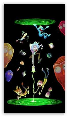 Rick and Morty Portals UltraHD Wallpaper for Mobile 9:16 ;
