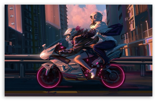 Ride, Motorcycle, Motorbike, Bike, Speed, City, Youth, Biker, Drawing, Painting, Art, Travel UltraHD Wallpaper for UHD 16:9 ; HD 16:9 ; Widescreen 16:10 5:3 ; Fullscreen 4:3 5:4 3:2 ; Tablet 1:1 ;