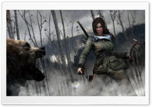Rise of the Tomb Raider Lara Croft vs Bear Ultra HD Wallpaper for 4K UHD Widescreen desktop, tablet & smartphone