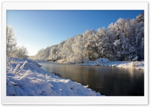 River On A Winter Morning Ultra HD Wallpaper for 4K UHD Widescreen Desktop, Lockscreen, Screensaver, TV, Tablet, Smartphone