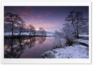 River Winter Evening Trees Ultra HD Wallpaper for 4K UHD Widescreen desktop, tablet & smartphone