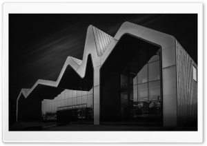 Riverside Museum Architecture, Glasgow, Scotland, Black and White Ultra HD Wallpaper for 4K UHD Widescreen desktop, tablet & smartphone