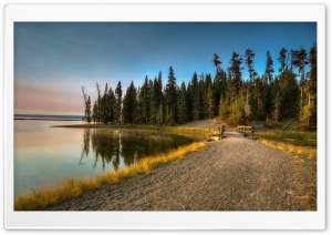 Road Along The Lake And Bridge Ultra HD Wallpaper for 4K UHD Widescreen Desktop, Lockscreen, Screensaver, TV, Tablet, Smartphone