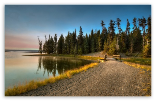 Road Along The Lake And Bridge UltraHD Wallpaper for HD 16:9 ; Widescreen 16:10 5:3 ;