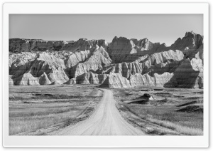 Road to Badlands National Park, Black and White Ultra HD Wallpaper for 4K UHD Widescreen desktop, tablet & smartphone
