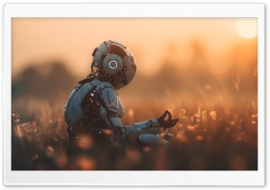 Robot Meditating Outdoors Ultra HD Wallpaper for 4K UHD Widescreen Desktop, Lockscreen, Screensaver, TV, Tablet, Smartphone