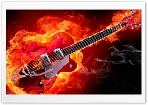 Rockabilly Electric Guitar on Fire Ultra HD Wallpaper for 4K UHD Widescreen desktop, tablet & smartphone