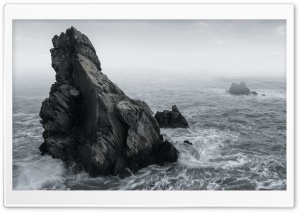 Rocks, Mist, Rough Sea, Stormy Weather Ultra HD Wallpaper for 4K UHD Widescreen desktop, tablet & smartphone