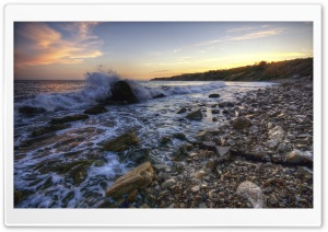 Rocky Beach At Sunset Ultra HD Wallpaper for 4K UHD Widescreen desktop, tablet & smartphone