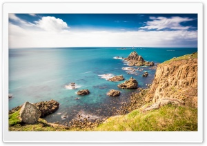 Rocky shorelines at Lands End, Cornwall, United Kingdom Ultra HD Wallpaper for 4K UHD Widescreen desktop, tablet & smartphone