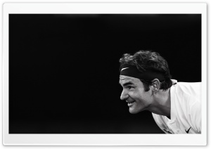 Roger Federer Tennis Player Black and White Background 4K UHD Wallpaper for Widescreen and UltraWide Desktop, UltraHD TV, Smartphone, Tablet