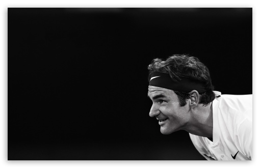 Roger Federer Tennis Player Black and White Background UltraHD Wallpaper for UHD 16:9 ; HD 16:9 ; UltraWide 21:9 24:10 ; Widescreen 16:10 5:3 ; Fullscreen 4:3 5:4 3:2 ; Tablet 1:1 ;