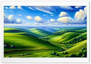 Rolling Green Hills Digital Painting 4K UHD Wallpaper for Widescreen and UltraWide Desktop, UltraHD TV, Smartphone, Tablet