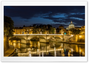 Rom Petersdom Tiber by night Ultra HD Wallpaper for 4K UHD Widescreen desktop, tablet & smartphone