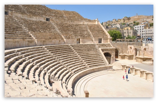 Roman amphitheater in Jordan UltraHD Wallpaper for Widescreen 16:10 WHXGA WQXGA WUXGA WXGA ;