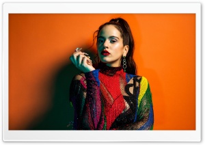 Rosalia Spanish Singer in a Colorful Outfit 4K UHD Wallpaper for Widescreen and UltraWide Desktop, UltraHD TV, Smartphone, Tablet