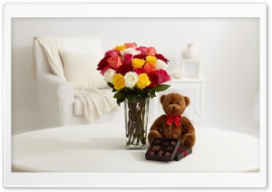 Roses and Chocolate and Teddy Bear Ultra HD Wallpaper for 4K UHD Widescreen desktop, tablet & smartphone