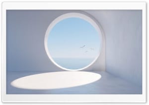 Round Window Over Sea and Sky 4K UHD Wallpaper for Widescreen and UltraWide Desktop, UltraHD TV, Smartphone, Tablet